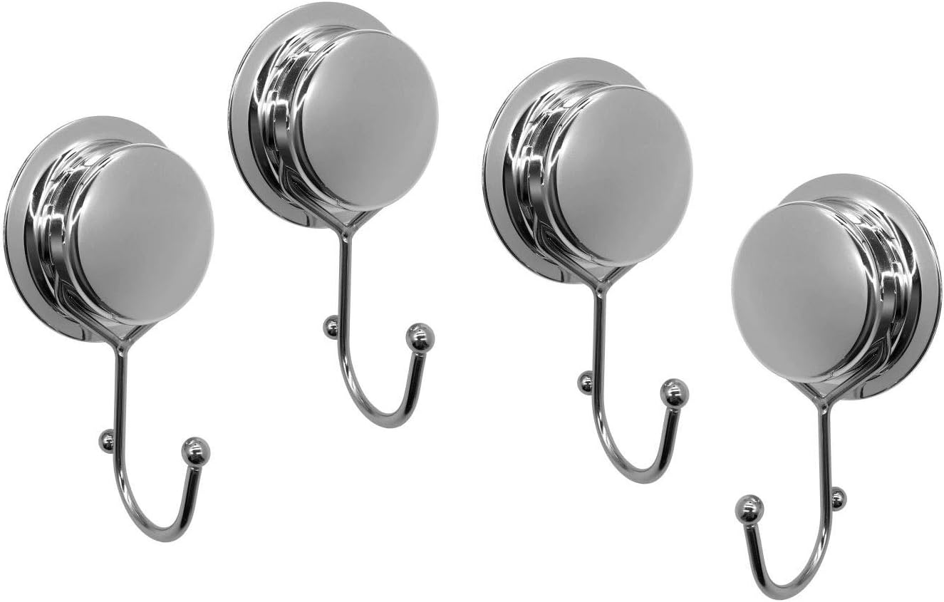 Fortune Candy Stainless Steel Suction Cup Hooks, Mirror Finish, Heavy Duty, with Adhesive Mount Kit (4, Single Hook) Fortune Candy Stainless Steel Suction Cup Hooks, Mirror Finish, Heavy Duty, with Adhesive Mount Kit (4, Single Hook)