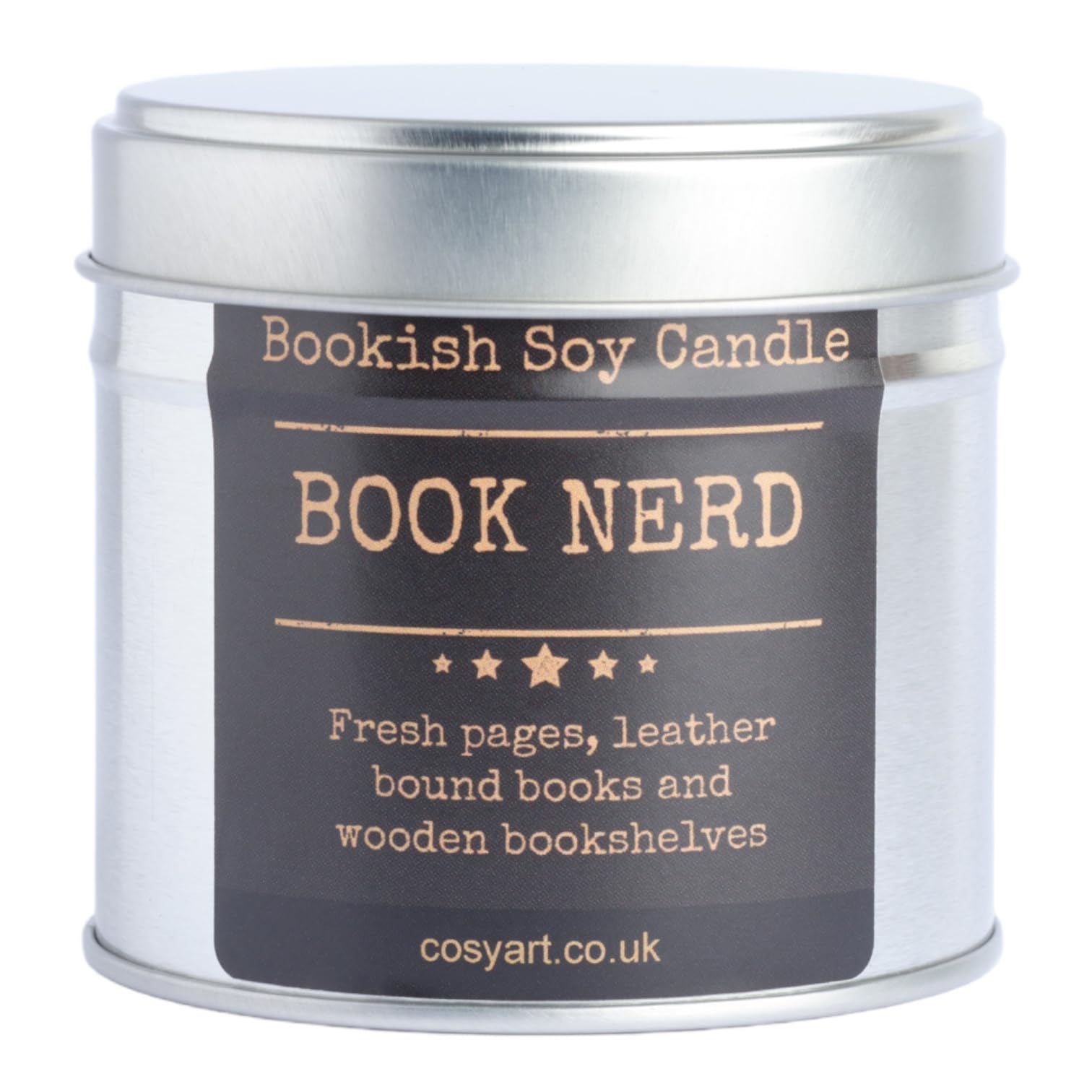 Home Candles | Natural Soy Wax Scented Tin Candles | Vegan | 250ml | Burning Time 60h | by Cosy Art (Book Nerd)