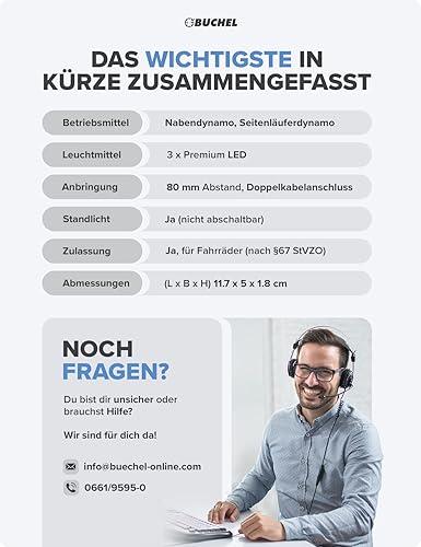 Miniatura 7 de Büchel Piccadilly 50122022 - Luz trasera para bicicleta, LED, color negro
