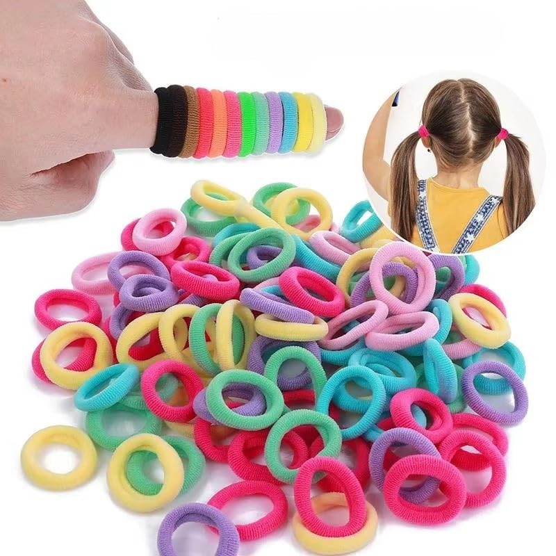ChicTresses® Pastel Color Mini Rubber Bands, Baby Hair Ties for Girls and Kids, Elastic Hair Ties, Premium Mini Hair Elastic Rubber Bands, Multicoloured Mini Ponytail Holders, Soft Bands (Pack of 80)-image-1