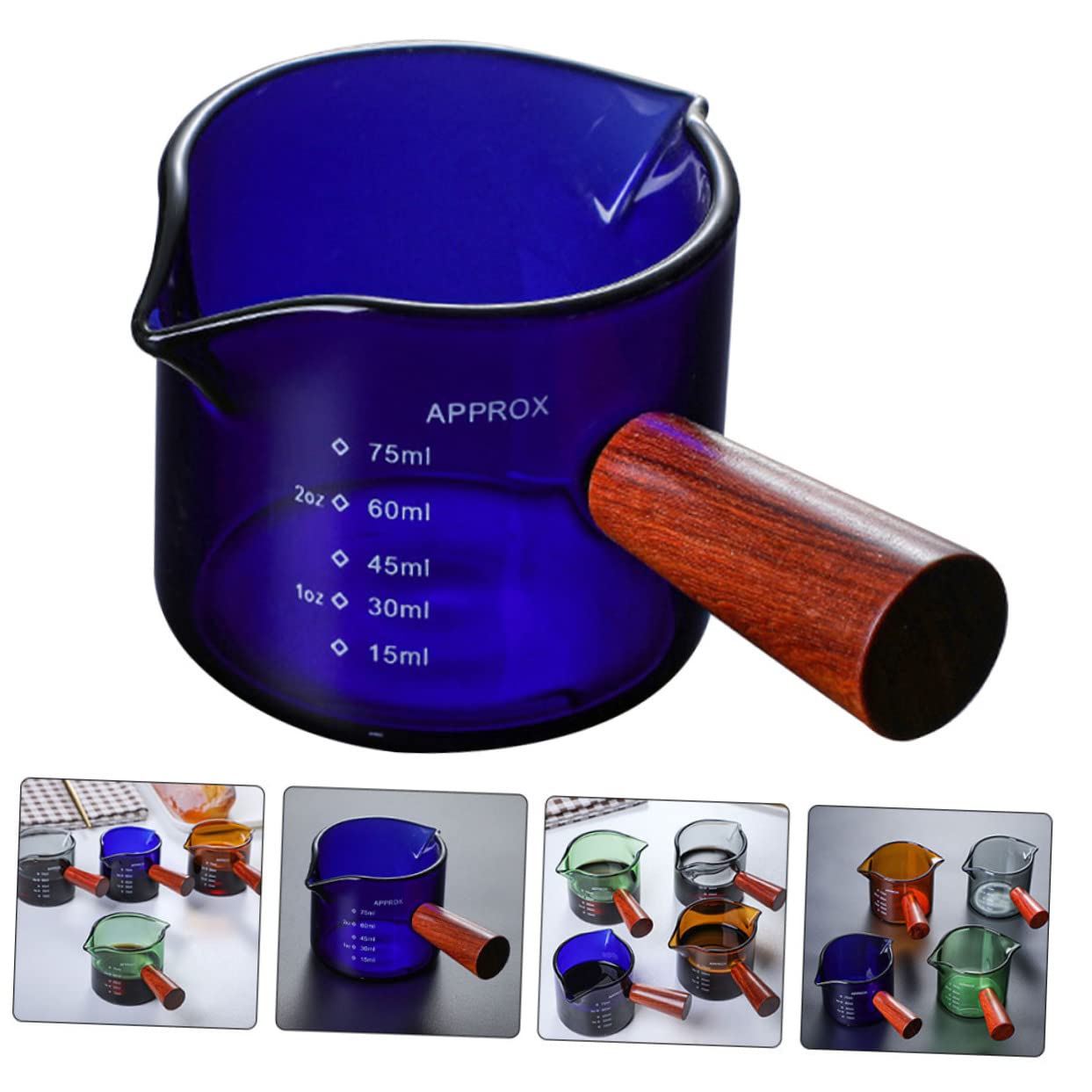 Iplusmile Pot à Lait En Verre Avec Poignée En Bois Double Bec Design Pour Lait, Café, Jus