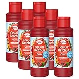 Hela Gewürz Ketchup Curry leicht scharf 30% weniger Zucker ohne Süßungsmittel 6er Pack (6 x 300ml) Curryketchup Grill-Sauce zum Grillen & Dippen würziger Tomatenketchup Vorratspack Currywurst Sauce