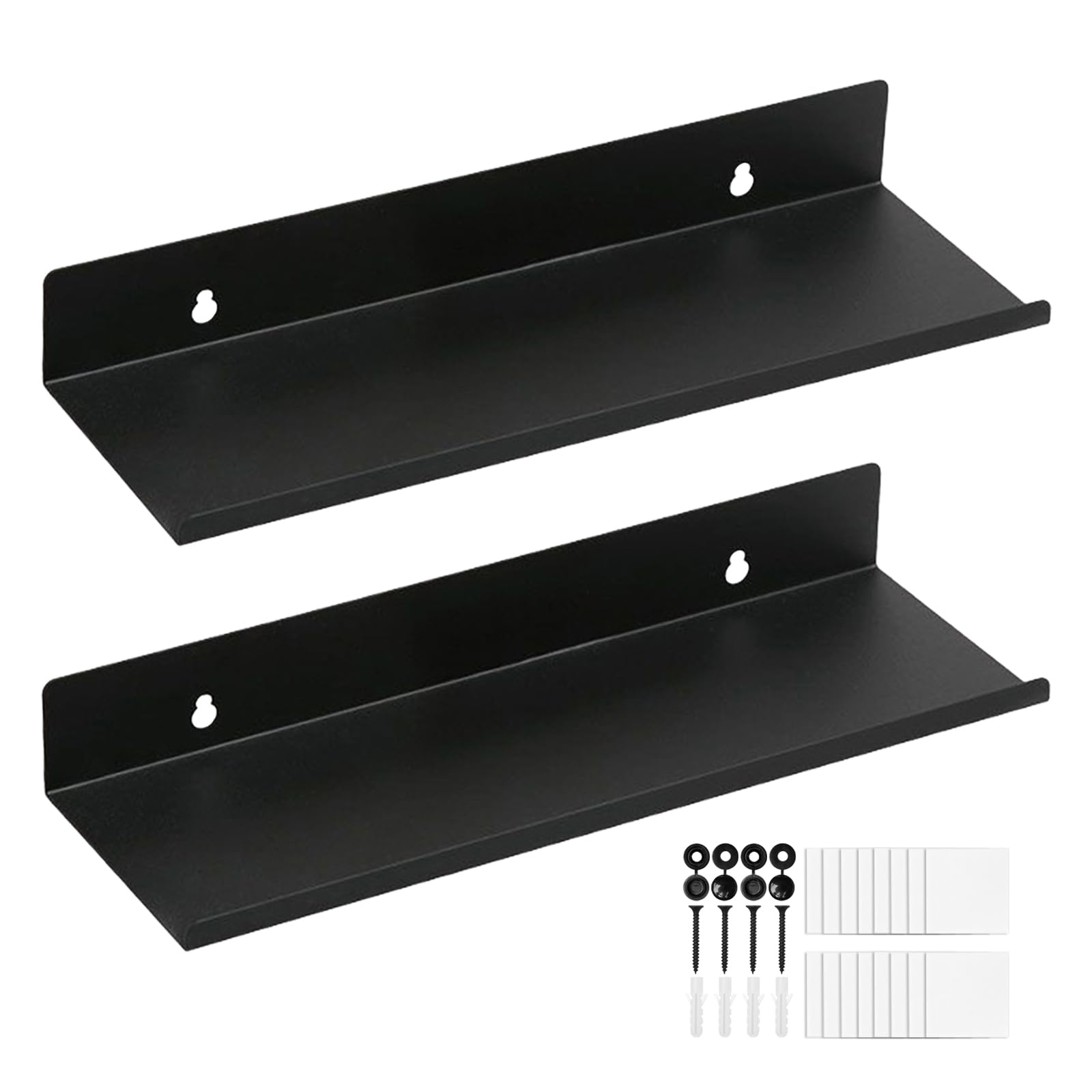 Pilikoll 2 Piezas Negro Metal Estanteria Baño Sin Taladro 30CM Estanteria Pared de Metal Negro Estantes de Pared Metálicos Negro Metal Baldas Flotantes Pared para Salon,Cocina,Habitación,Baño,Oficina