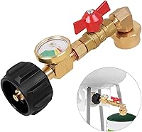 Vista 1 de Adaptador de recarga de propano con válvula y medidor, llena botellas de 1 libra desde tanque de 20 libras. Se ajusta a tanque de propano QCC1