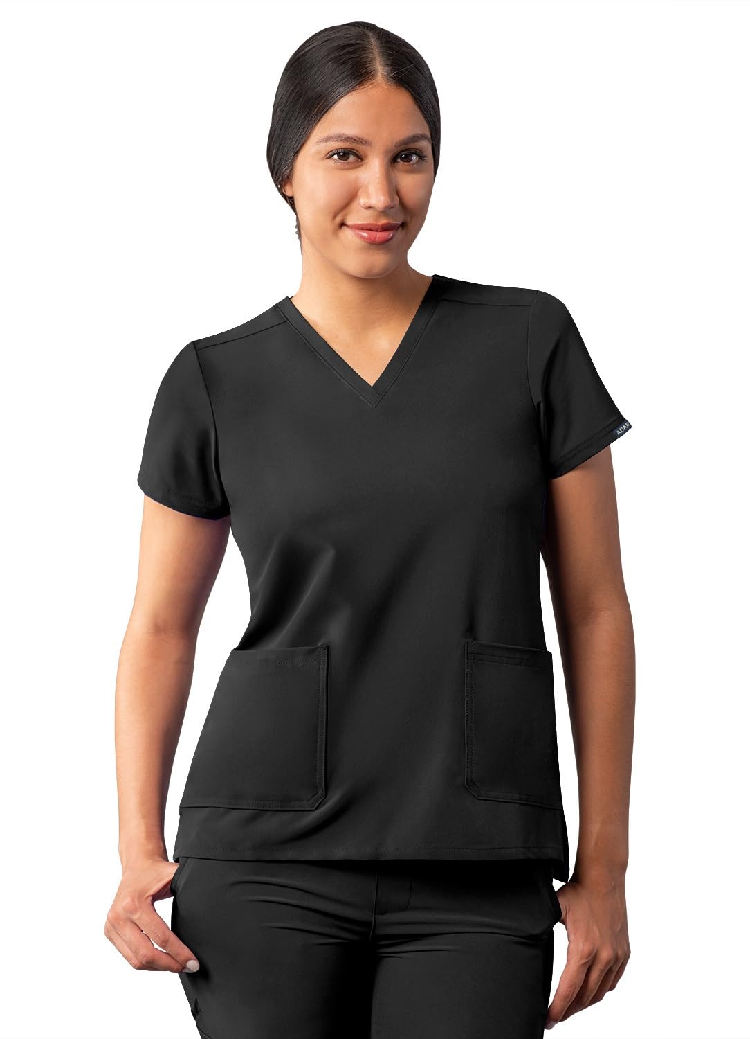 Adar Uniforms Women's A6008blk Medical Scrubs Shirt, Black, XXS UK