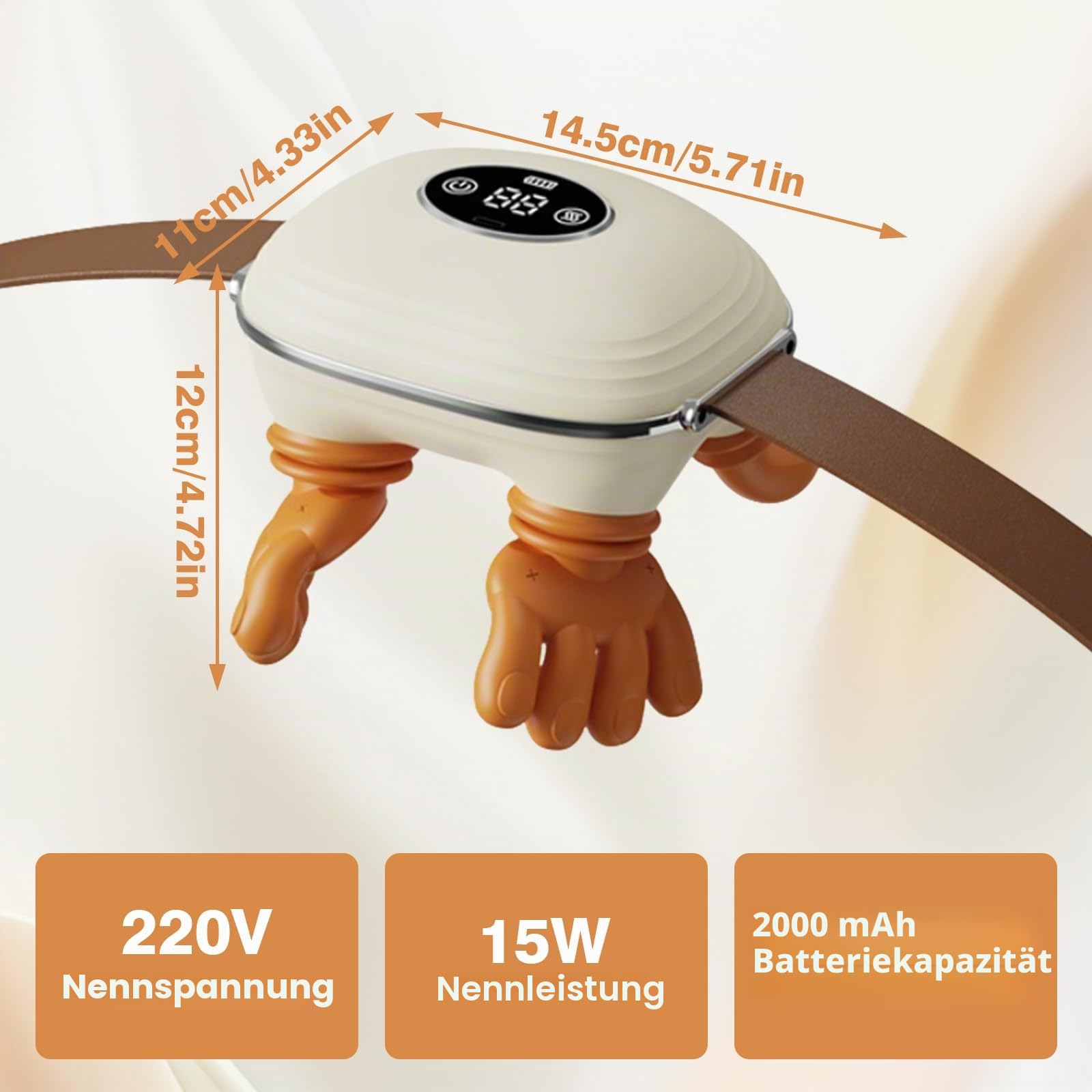 4D Massagegerät, 4D Bionische Hand Nackenmassagegerät, Massagegerät Nacken mit 3 Intensitätsstufen und 2 Heizstufen, USB Elektrische Schultermassagegerät,Lindert Muskelverspannungen und Ermüdung,Weiß