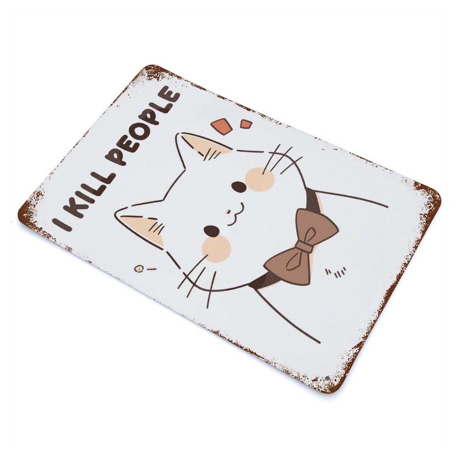 Funny I Kill People Cat Distressed Metal Wall Sign 11.8"x7.9", Ideal for Garage, Bar And Workshop Decor