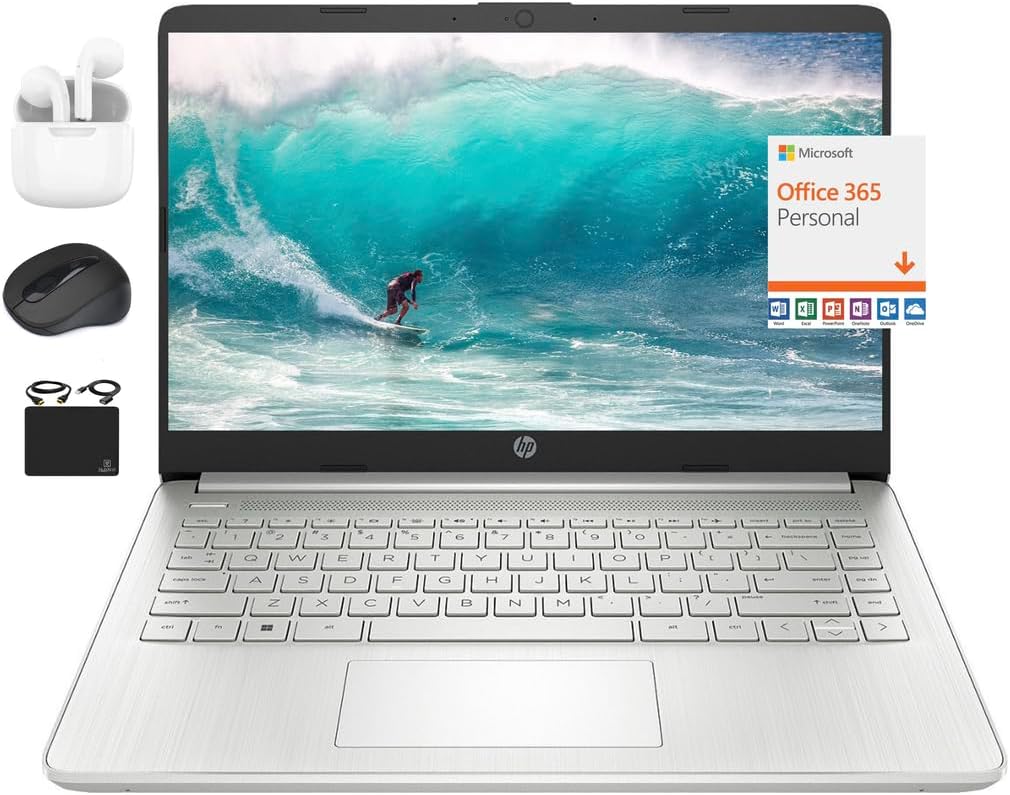 HP 2024 14″ Laptop Notebook Thin Light Students Business, Quad-Core Intel N4120, 16GB RAM, 384GB (128GB eMMC+ 256GB Card) 1 Year Office 365, Webcam WiFi, Windows 11S, HubxcelAccessory Silver HP 2024 14″ Laptop Notebook Thin Light Students Business, Quad-Core Intel N4120, 16GB RAM, 384GB (128GB eMMC+ 256GB Card) 1 Year Office 365, Webcam WiFi, Windows 11S, HubxcelAccessory Silver