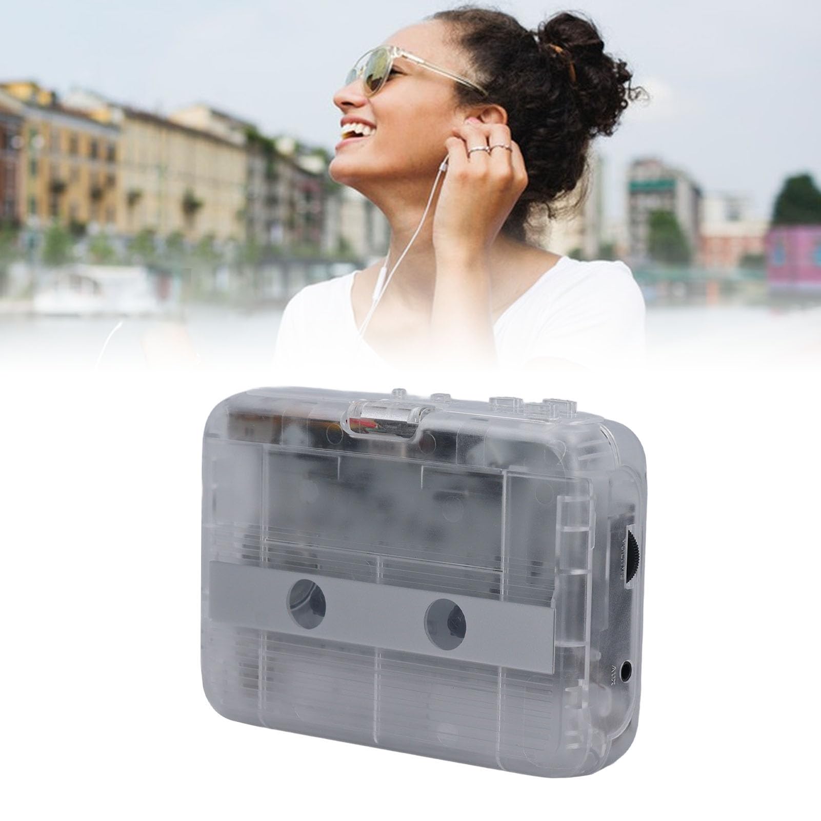 Registratore a Lettore a Cassette Bluetooth Portatile con Altoparlante Incorporato, Microfono, Jack per Cuffie da 3,5 Mm, Lettore a Cassetta Audio con Alimentazione Automatica,
