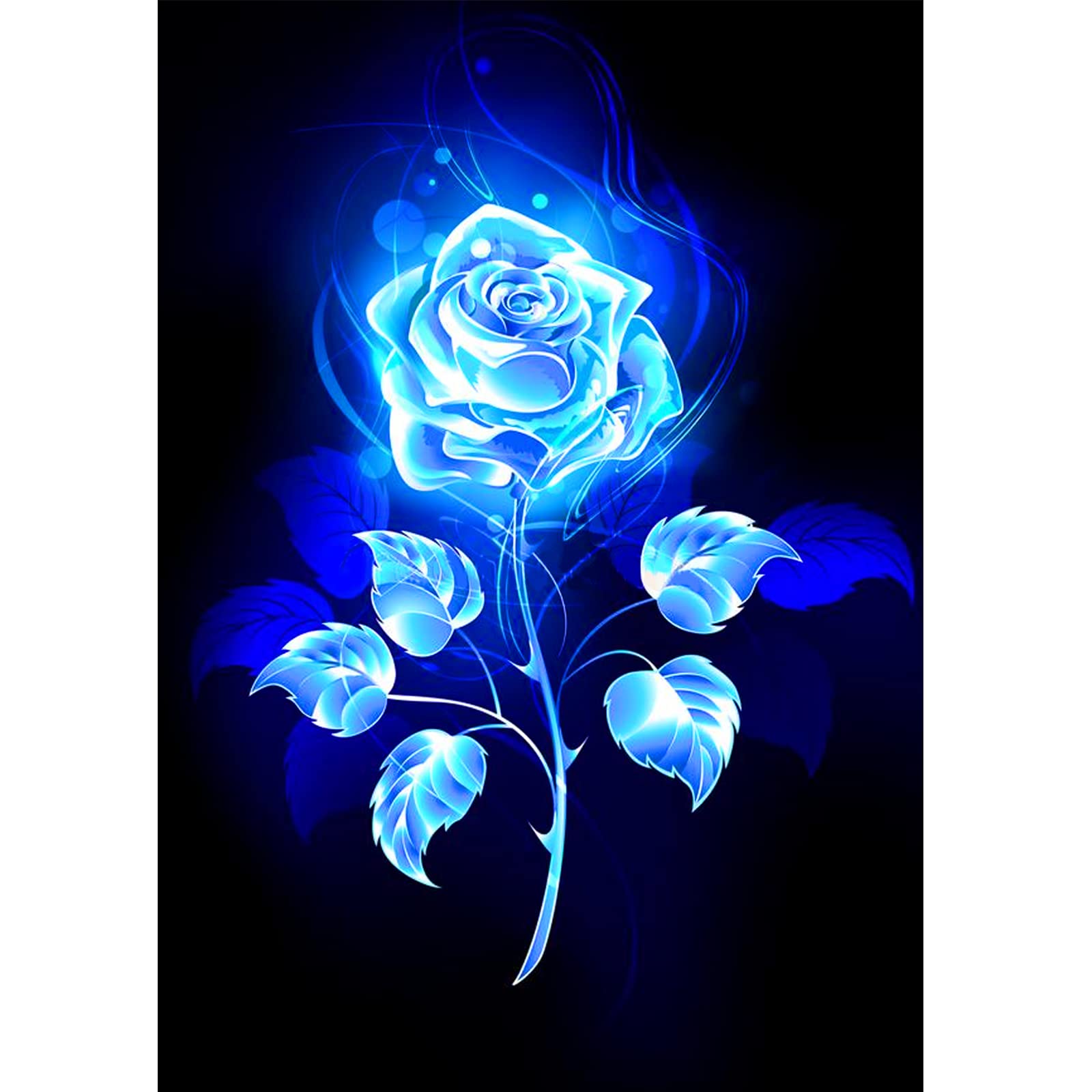 Diamond Embroidery Paintings, 5D DIY Diamond Art Blue Rose Diamond Painting by Number Kits Crystal Rhinestone Painting for Home Wall Decor (35 x45 cm)