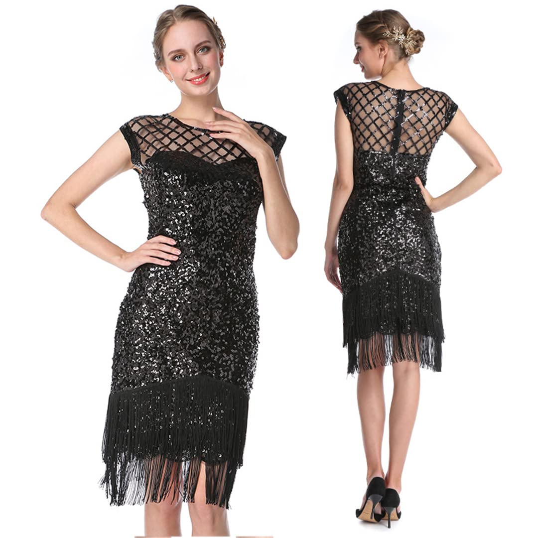 Vestido de lentejuelas de los años 20, vestido de fiesta temática, vestido de graduación, vestido Art Deco, Gn, L