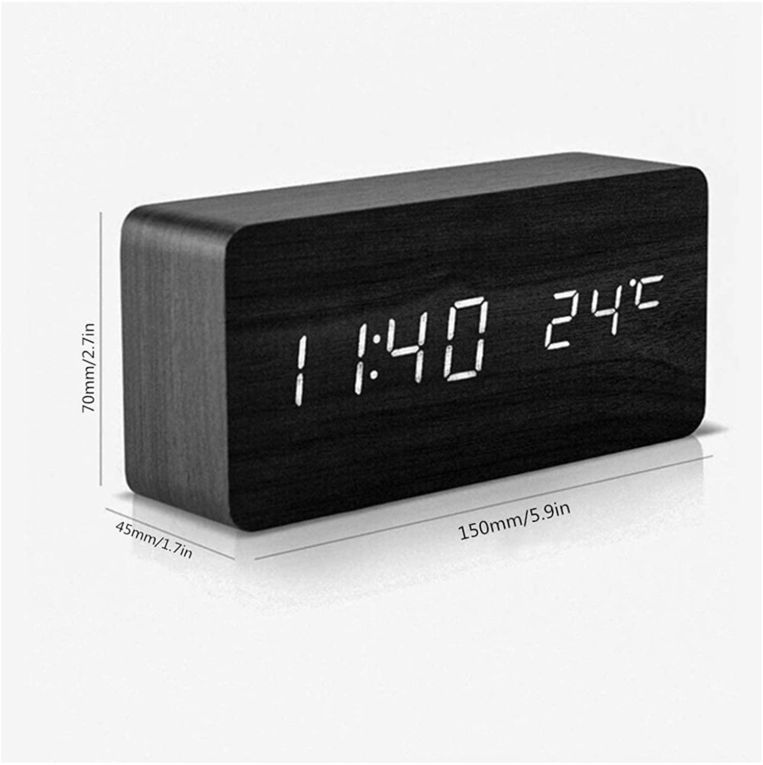 Despertador, Reloj digital de madera con pantalla LED electrónica tiempo