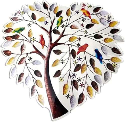 Miniatura 8 de Escultura de pared de árbol de metal, decoración de pared de árbol de metal, silueta de pájaro en forma de corazón, colgante de pared, decoración de