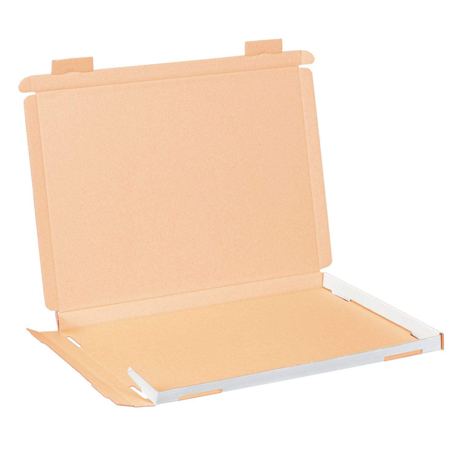 smiley pack 100x Großbriefkartons 350 x 250 x 20 mm weiß DIN A4 B4 stabiler Versandkarton Postkarton Faltschachtel für Warensendung, Büchersendung und Großbrief mit Steckverschluss (100 Stück)