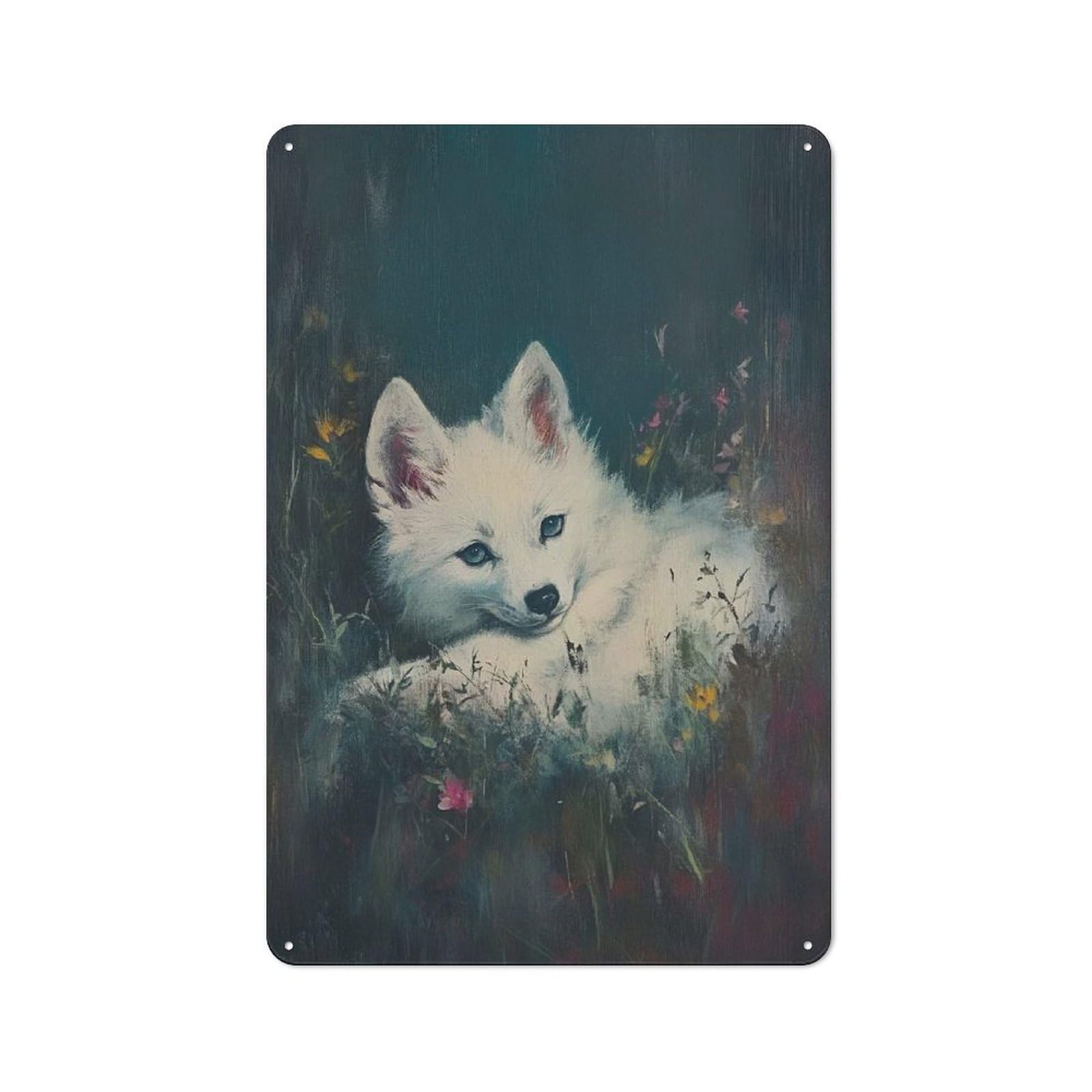 Junmoney Fox In Flowers 30X20cm Retro Tin Sign With For Dining Room Or Kitchen, For Metal Sign Collectors, For Garage And Workshop Walls