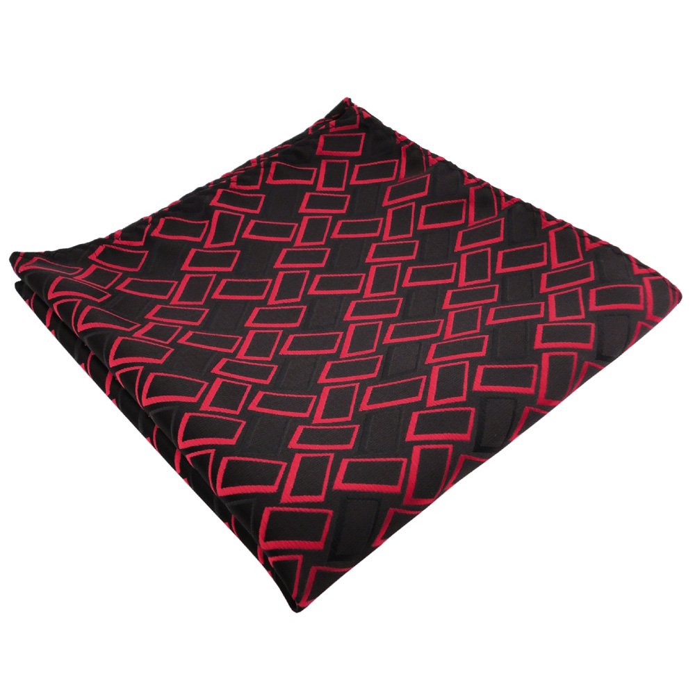 Tigertie Men's Red - Red Handkerchief In Red Signal-Red Black Patterned - Cloth 100% Polyester