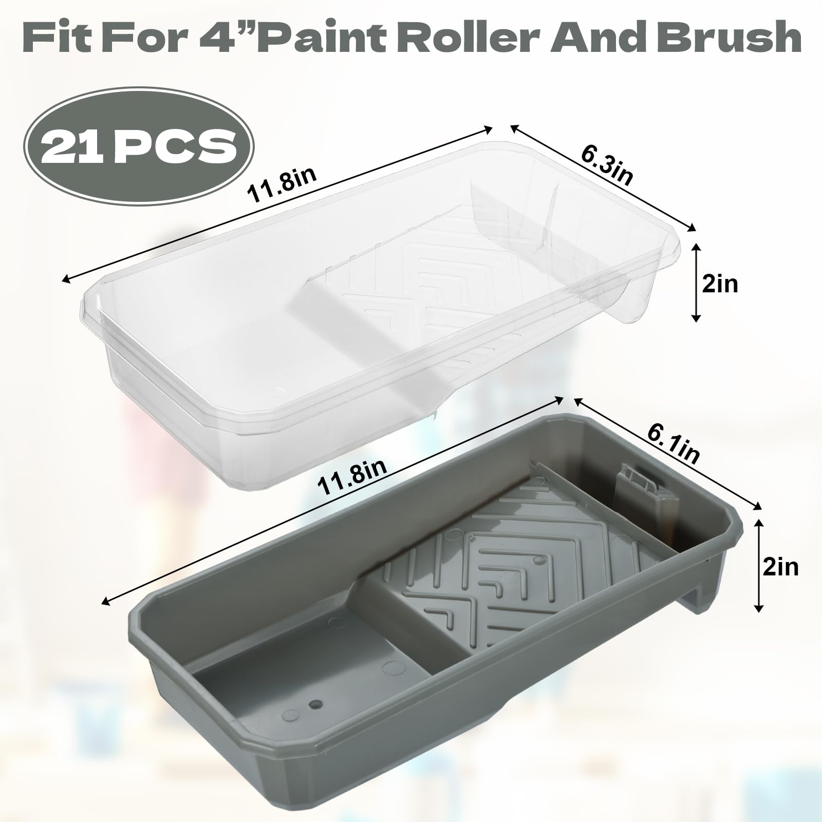 Plateau de peinture YEXEXINM en plastique transparent rectangulaire de 10,2 cm avec 20 doublures de couleur, jetable, pour peinture, arts et loisirs créatifs