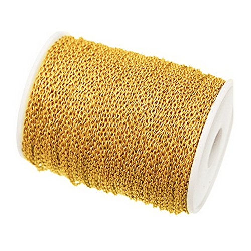 BaoST 5Meter Flat Cable Open Link Metal Chain Twisted Cross Chains Metal Cable Chain Link Jewelry Making Chain Jewelry Beading Wire for DIY Jewelry Making Necklace Extender Bracelet Golden 4x3 Mm