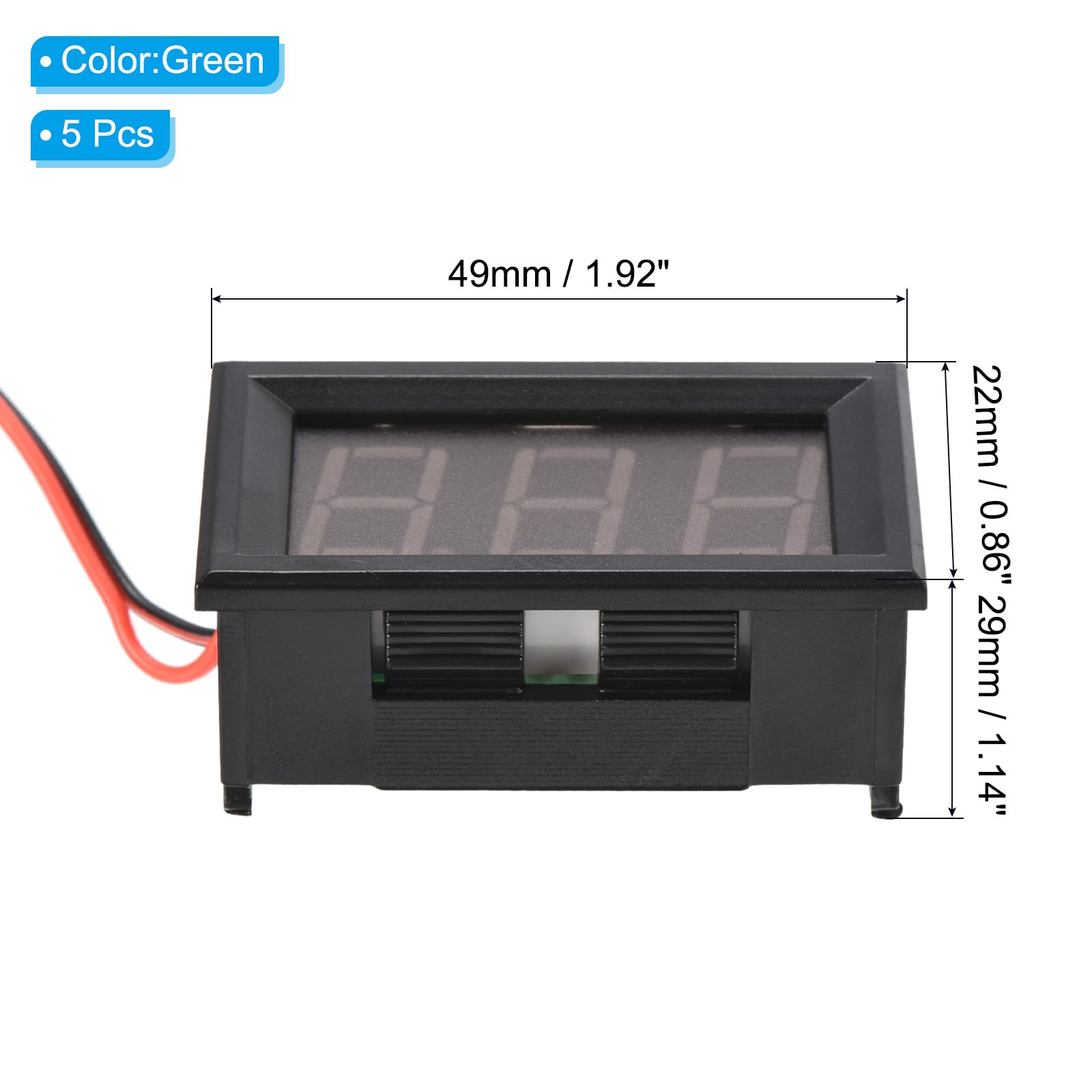 PATIKIL DC 5-120V Digital Mini Voltmeter Voltage Display, LED Display Panel Voltage Tester Meter for Car Motorcycle Battery Monitor, Green