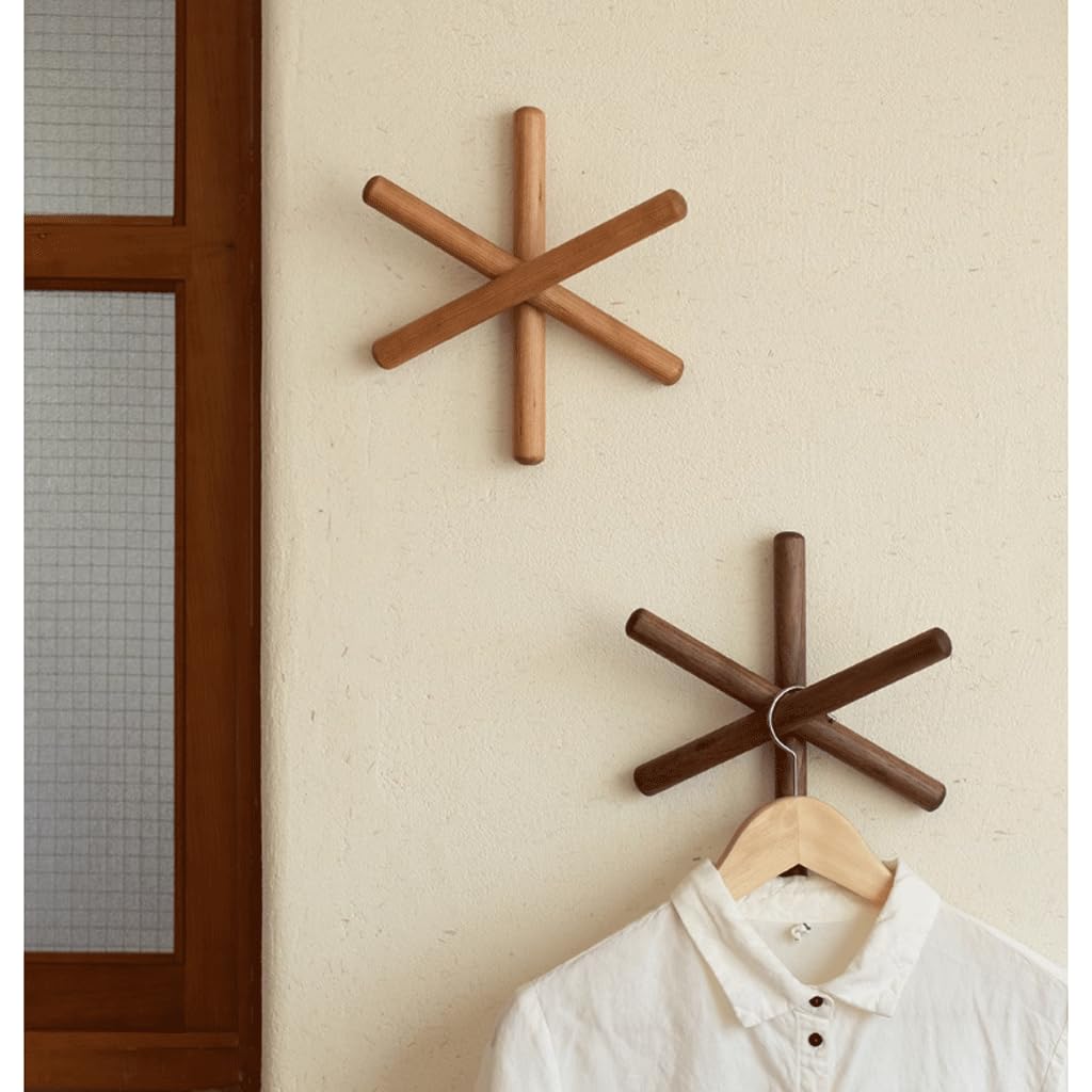 NOLLAM Attaccapanni Appendiabiti da parete in legno massello di noce/ciliegio, appendiabiti per cappelli, portachiavi per ingresso e organizer per appendiabiti, creativo, per corridoio Cucina