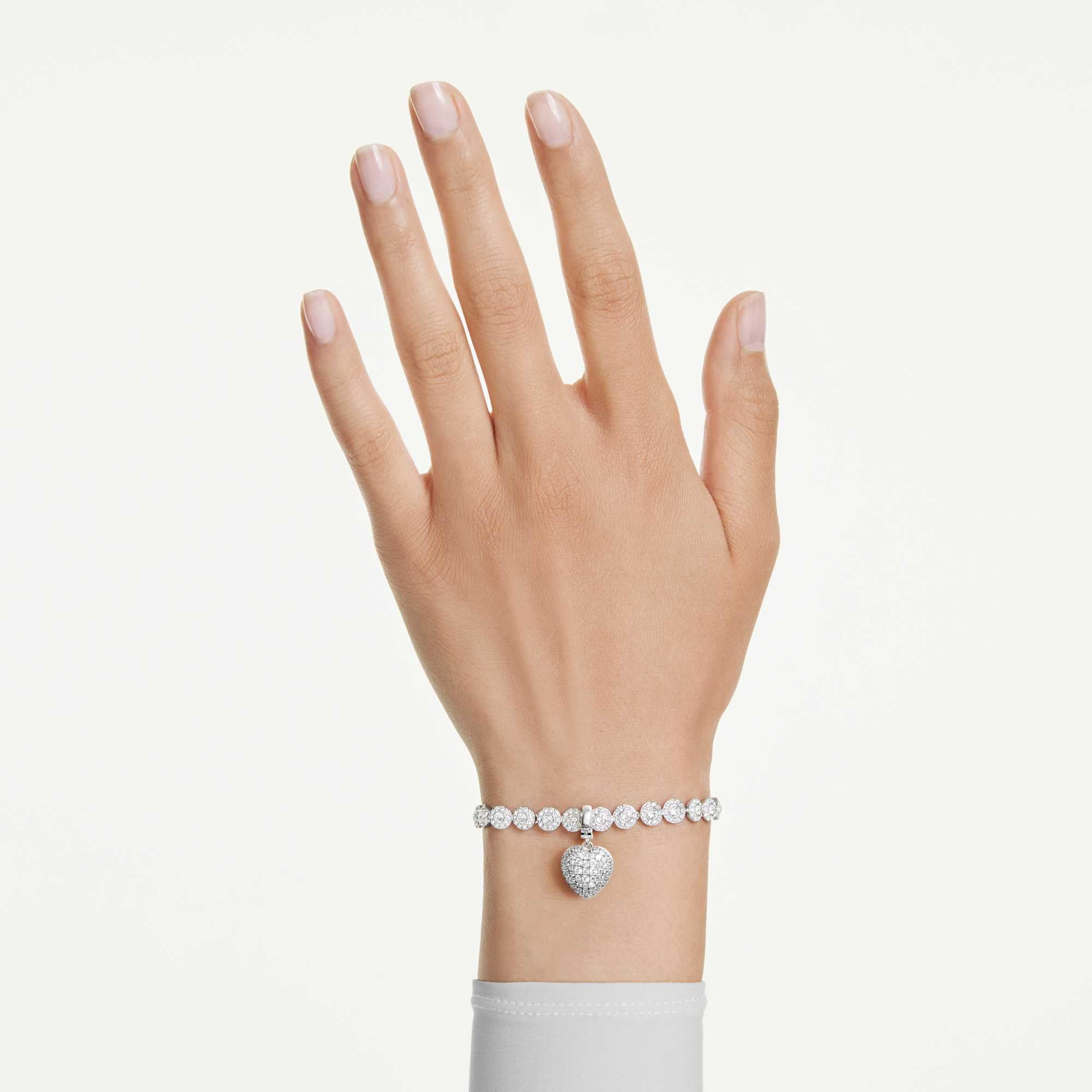Swarovski Idyllia Collezione Bracciale rigido, Tagli misti, Cuore, Rosa, Finitura in metallo misto