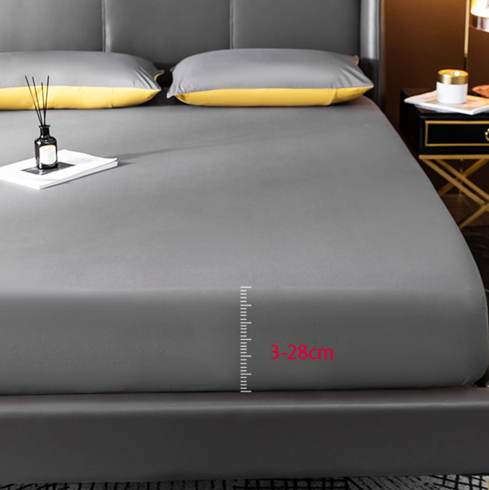 Colchón de calidad de hotel, color liso, algodón lavado, sábanas de bolsillo profundo, funda de colchón para cama individual y doble, color caqui, 120 x 200 cm