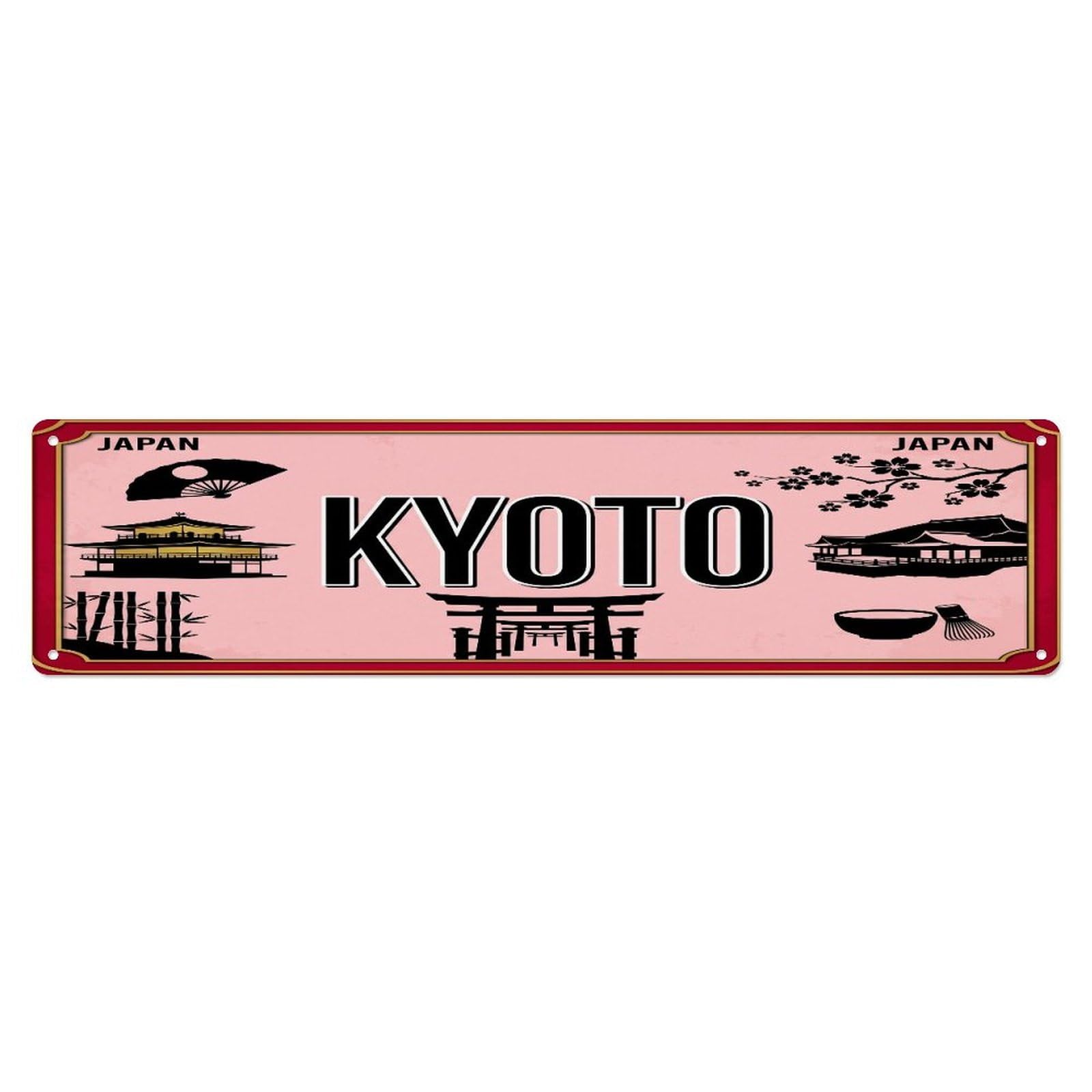 Tgrcjimh Style Metal Tin Sign Vintage Travel Kyoto Japan Temple Geisha