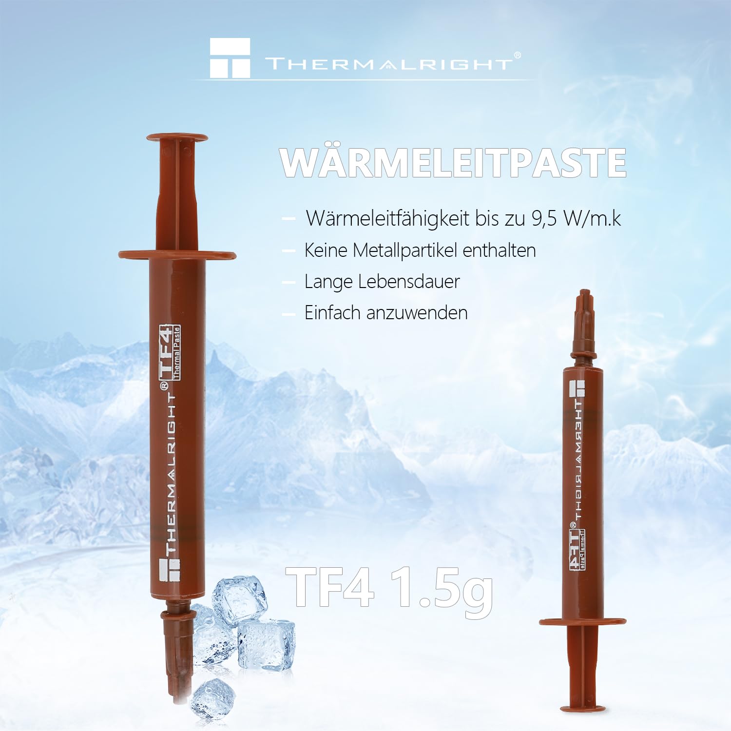 THERMALRIGHT TF4 1,5 g di raffreddamento per pasta termica ad alta conduttività 9,5 W/MK, facile da applicare, pasta termica ad alte prestazioni per CPU/GPU/tutti i refrigeratori CPU, 1,5 grammi