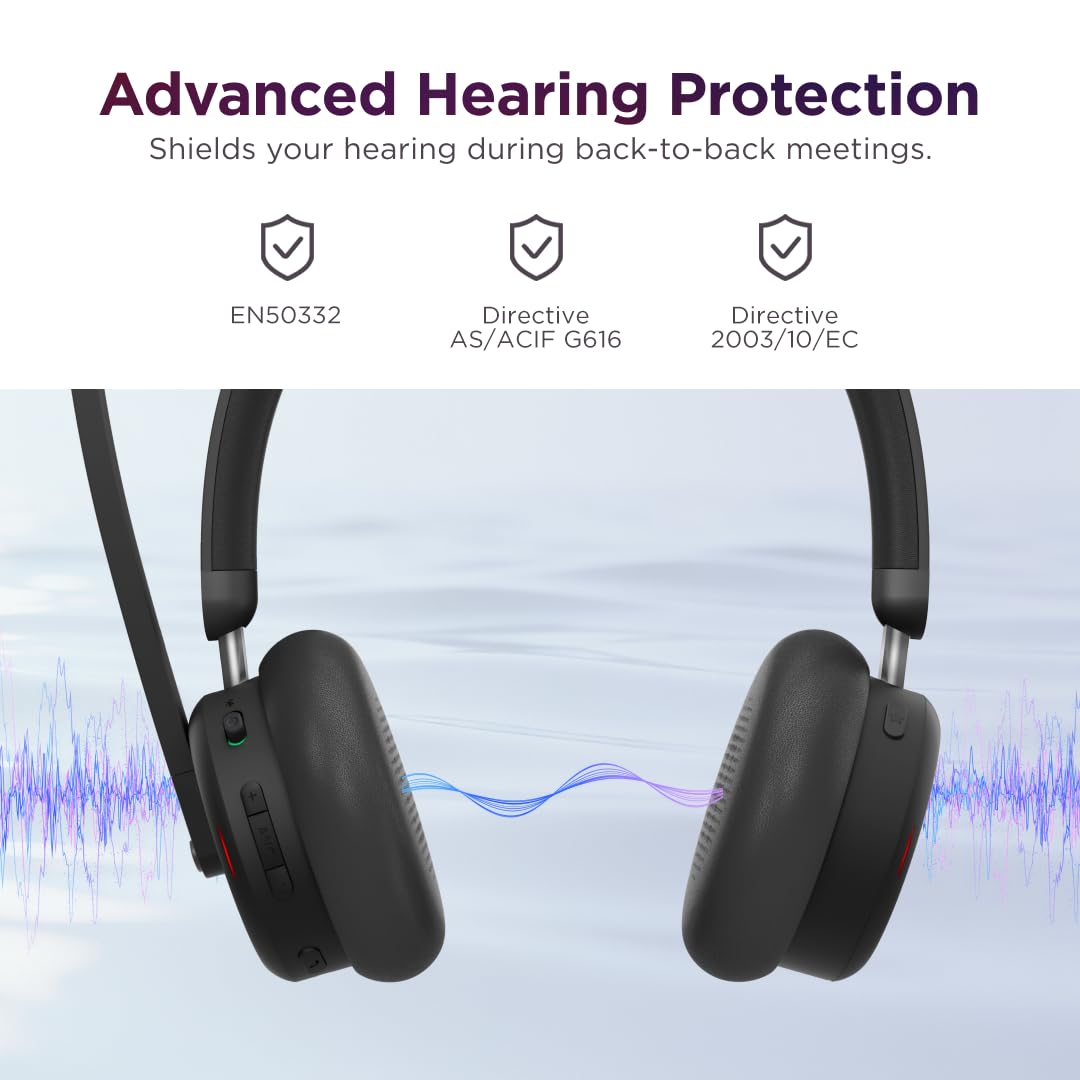 Lenovo 6550 - Headset - On-Ear - Bluetooth - kabellos - aktive Rauschunterdrückung - Schwarz - Zertifiziert für Microsoft Teams