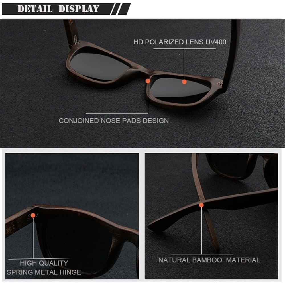 Gafas de sol de bambú de moda polarizadas para mujeres y hombres, UV 400, adecuadas para todas las formas de rostro, diseño de diseñador.