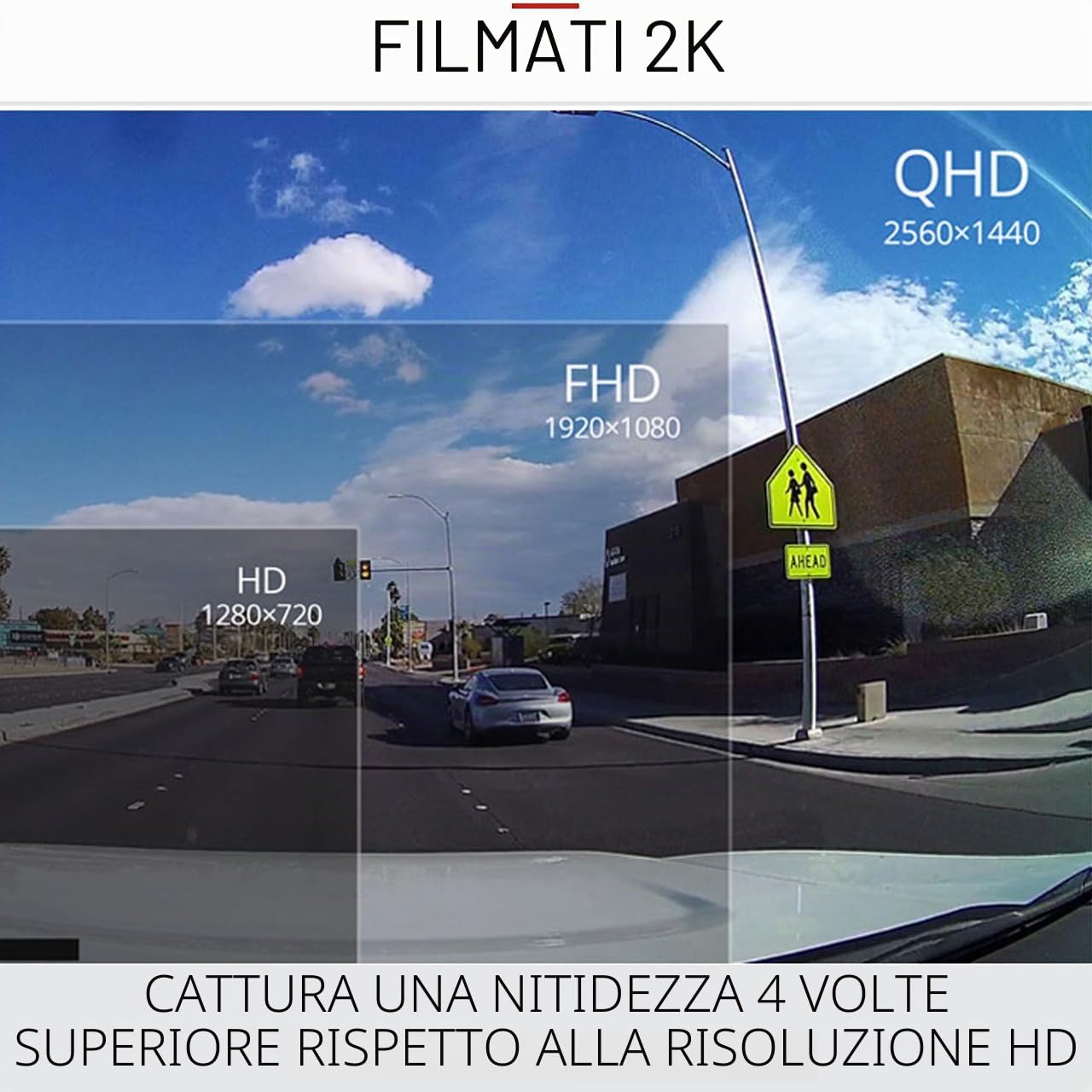 Thinkware Q850 Dash Cam QHD 1440p - Telecamera da cruscotto anteriore con super visione notturna, app connessa - Include cavo di alimentazione per batteria, modalità di parcheggio sicuro e scheda SD