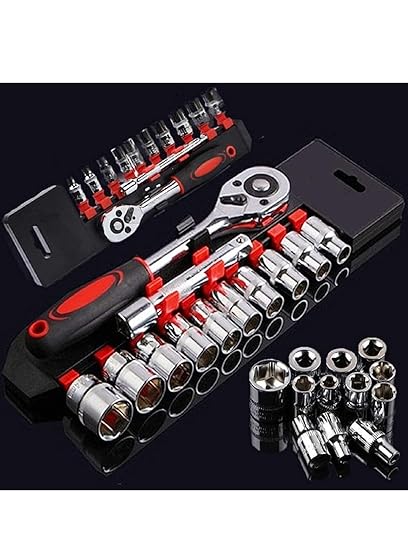 Dumdaar 12 in 1 Heavy Duty Socket Set 1/2 Chrome Vanadium Steel Hex 12pc Socket set Goti Set and Ratchet Spanner Tool kit