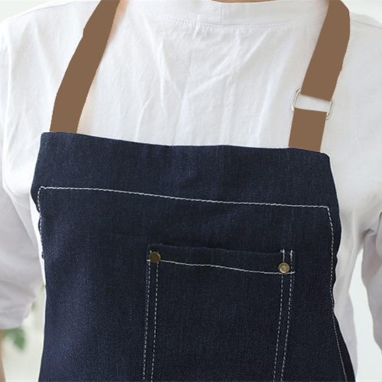 Fartuch Bez Rękawów W Stylu Vintage Dla Unisex, Odporny Na Zużycie Fartuch Roboczy, Regulowany Z Tyłu Fartuch Kuchenny Z 3 Kieszeniami