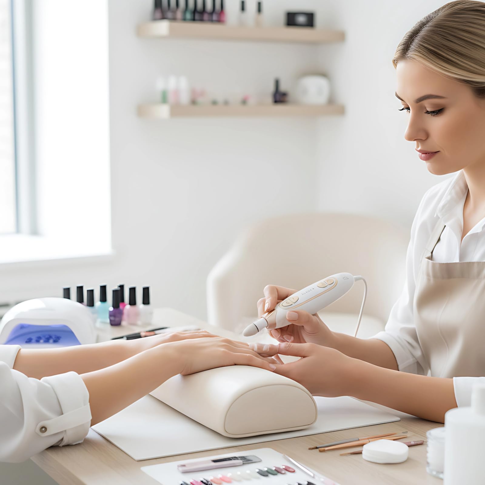Kit trapano elettrico senza fili, ricaricabile E-File per unghie spesse, kit portatile per manicure e pedicure con 8 punte da trapano per casa e viaggio