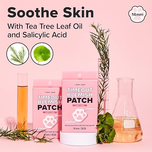 Miniatura 7 de I DEW CARE Parche hidrocoloide para espinillas para acné  Timeout Blemish Happy Paws  Lindos parches, calcomanías faciales, absorbentes con aceite