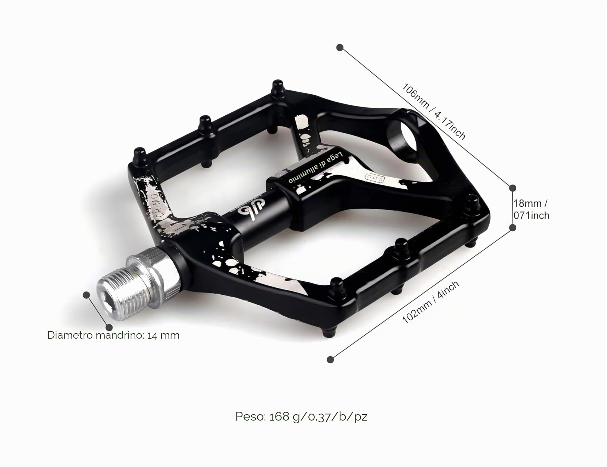 LYCAON Pedali per bicicletta antiscivolo, 0,64 lb/coppia, 3 cuscinetti Pedali per MTB BMX MTB Road Bike