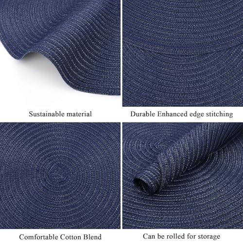 image for SHACOS 15 inch Navy Blue Round Placemats Set of 12 for Dining Table Wo