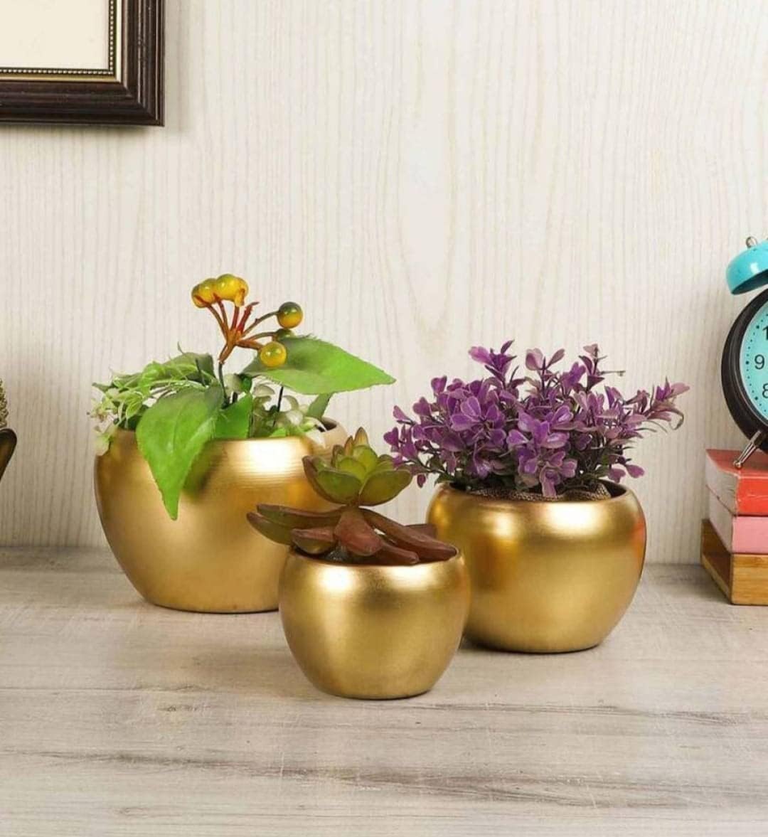 AF Traders Set of 3 Metal Golden Indoor Outdoor Decorative Planter Flower Pot (B0CL99WDZ9) Amazon Price History, Amazon Price Tracker