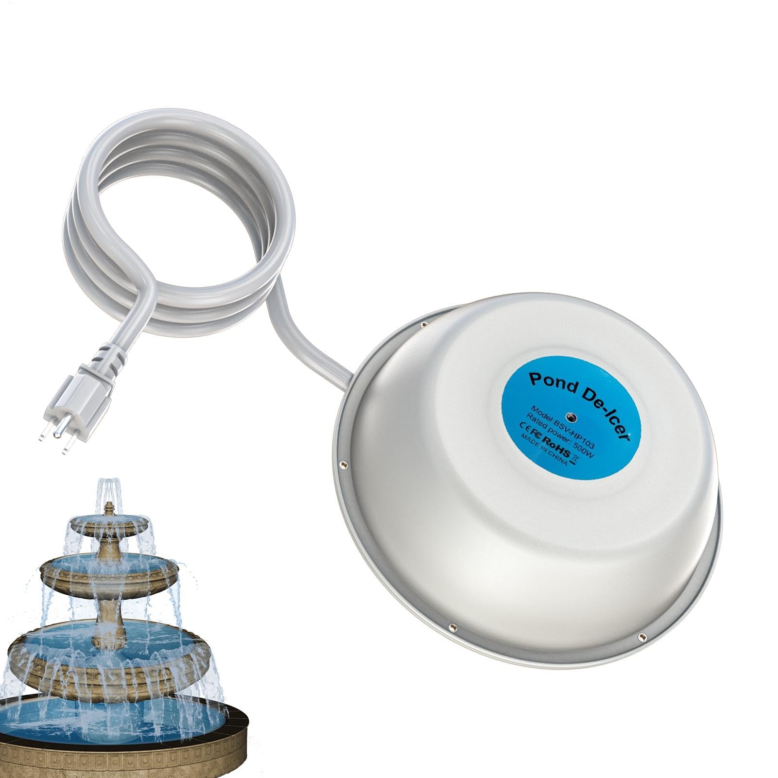 Sbrinatore per laghetti – Riscaldatore per laghetti per pesci Koi per l'inverno, riscaldatore per laghetti da, termostaticamente controllato, spegnimento automatico, 400 W, riscaldatore