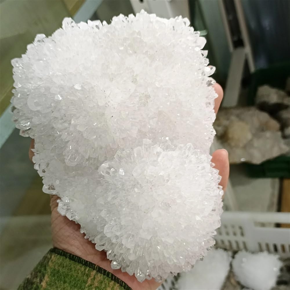 LLBOGRGGN Stone White Crystal Clusters Quartz Specimens Home Decorative (Color:Crystal Cluster,Size:400-500g)