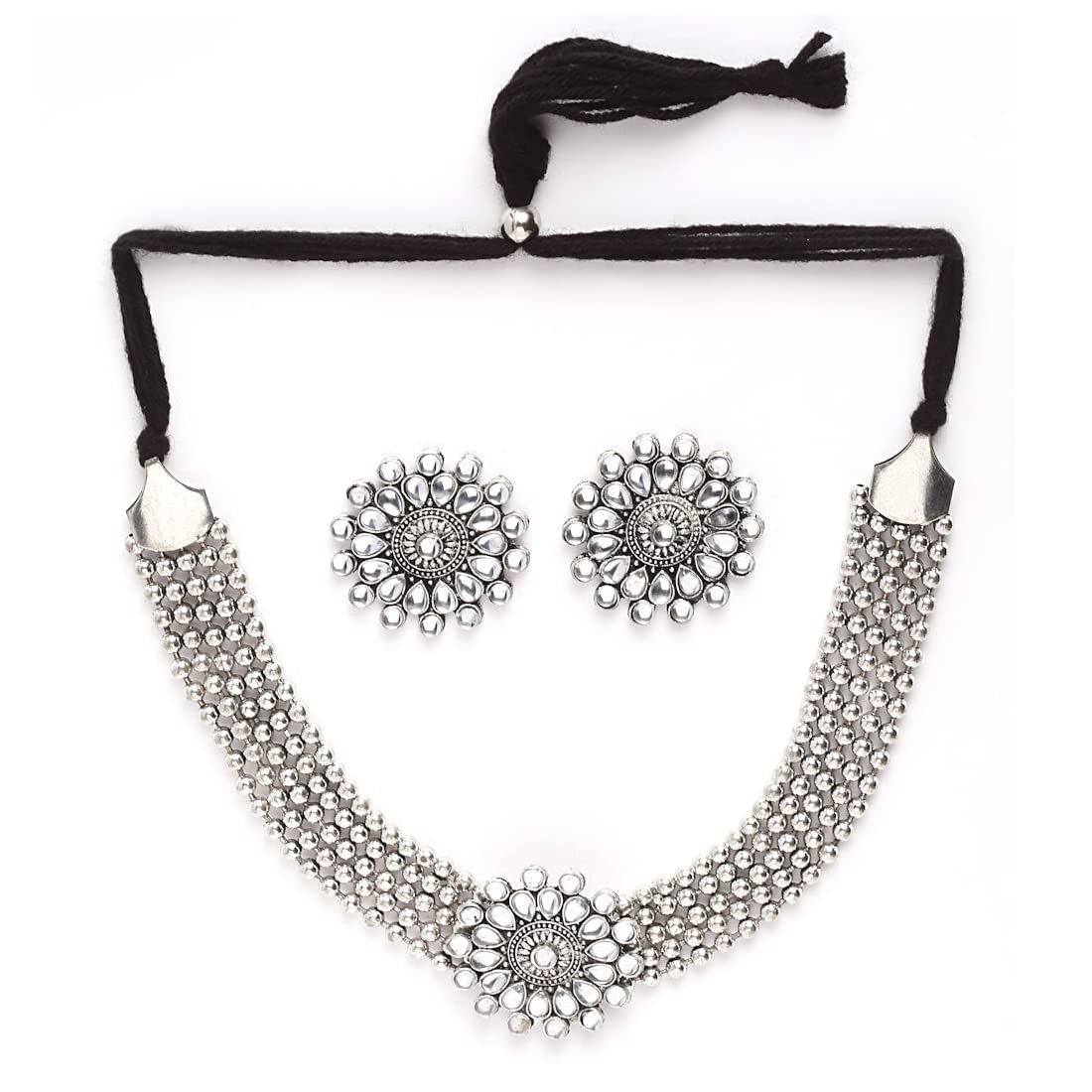Shining Diva Fashion Latest Stylish Traditional Oxidised Silver Necklace Jewellery Set for Women (13106s) (B0BFQT2F4K) Amazon Price History, Amazon Price Tracker