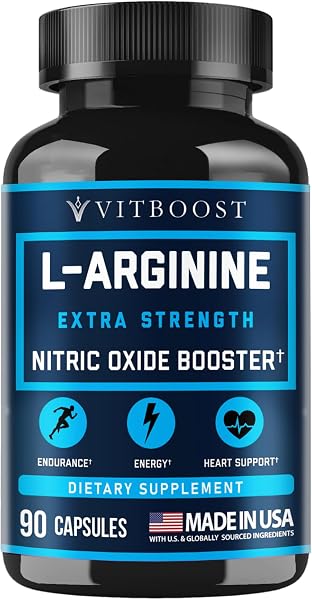 VITBOOST L Arginine Capsules with L-Citrulline 1500mg, 30 Days Supply, 90Ct