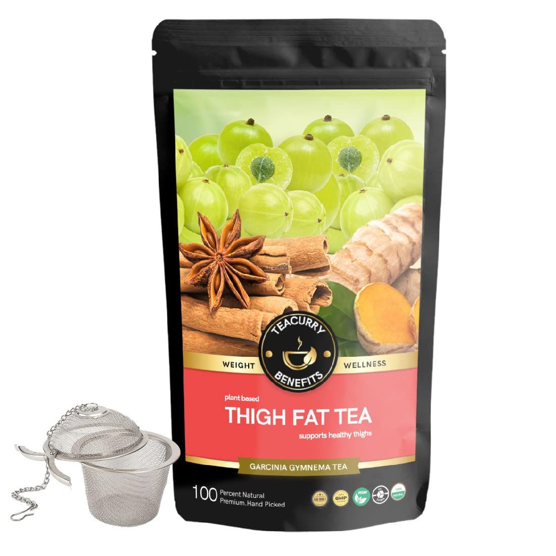 TEACURRY Thigh Fat Burn Tea (1 Month Pack | 100 Grams + Infuser) - Reduce Thigh Fat for Men and Women (B0BGJGP7W1) Amazon Price History, Amazon Price Tracker