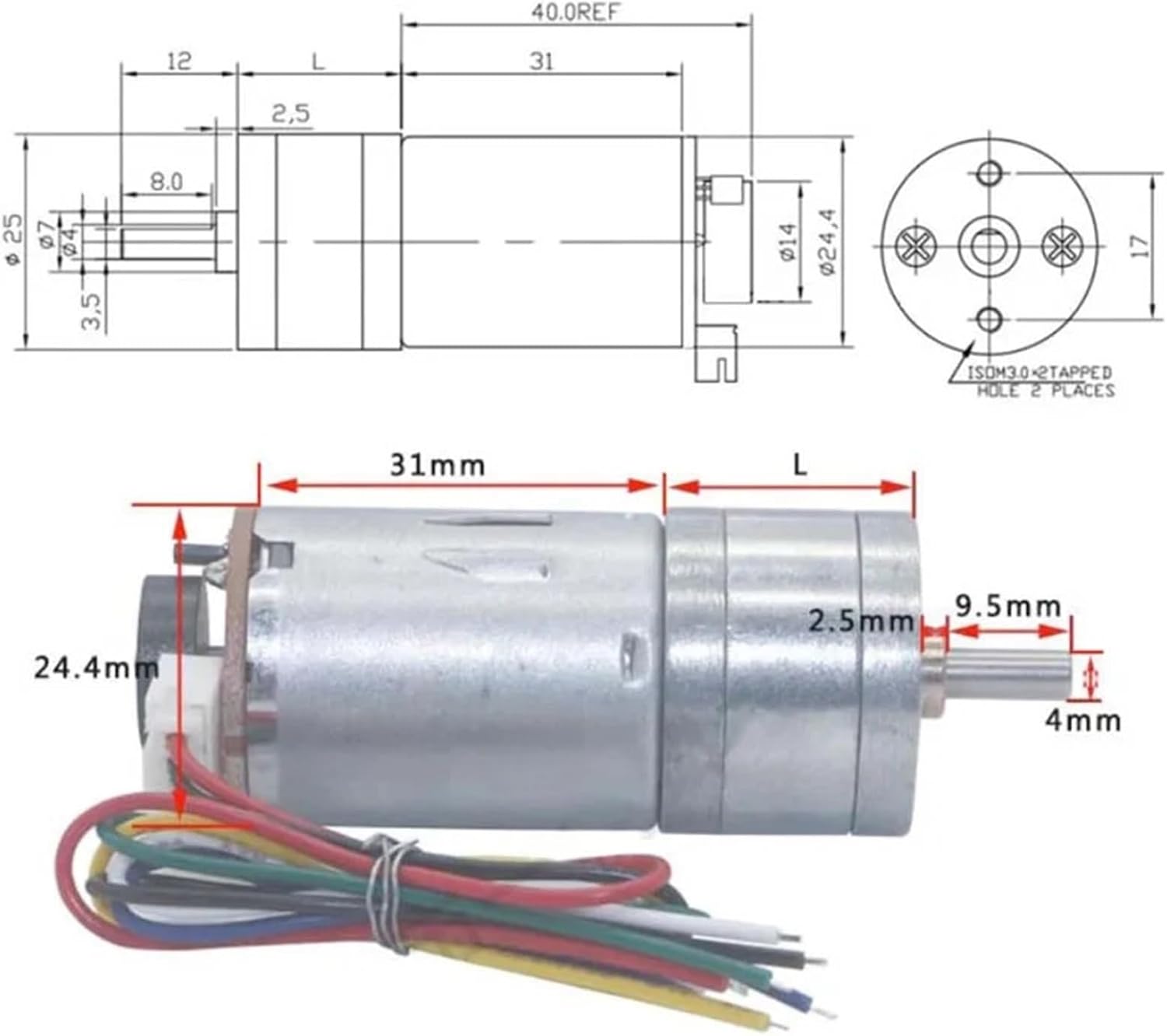370 DC 6V 12V 24V Gear Motor Encoder 12-1360RPM Electric Micro Metal Reduction High Torque Low Speed Gearbox(6V,26 RPM)