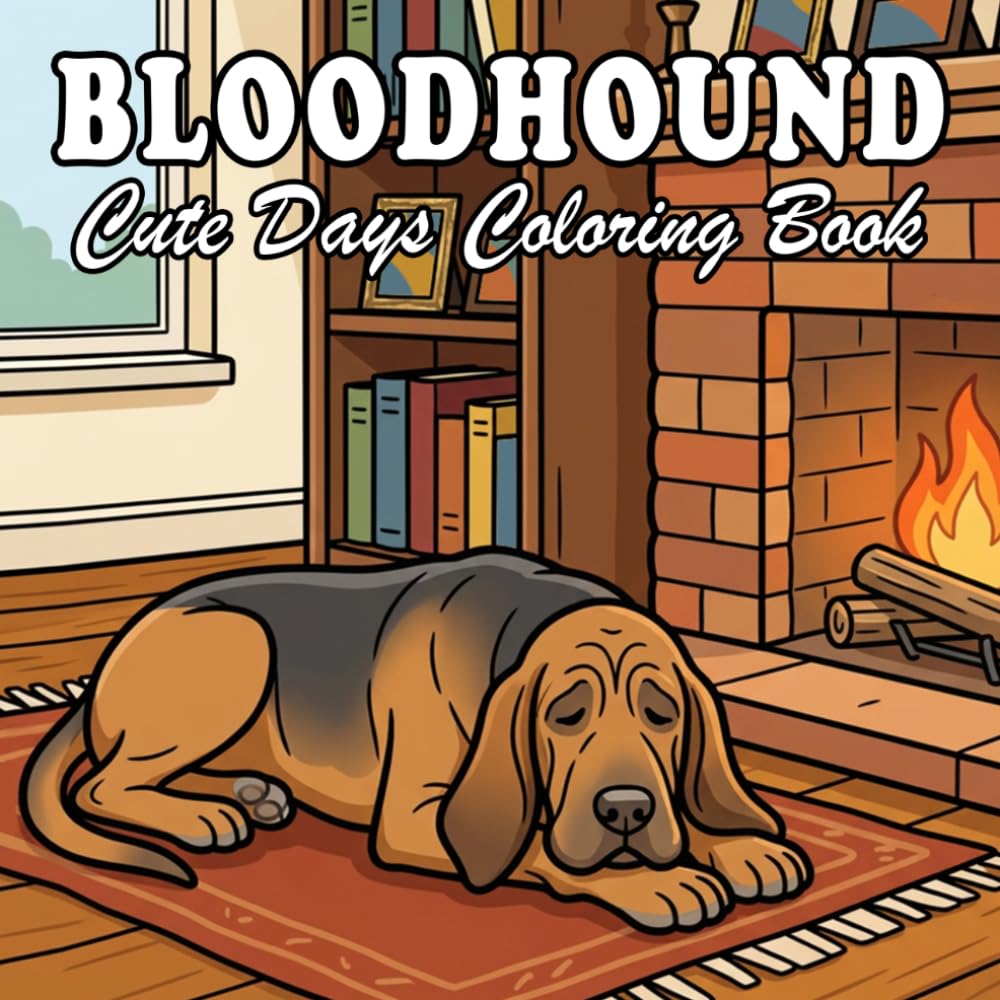 Bloodhound Coloring Book: 61 Cute & Cozy Bloodhound Coloring designs with Everyday Life and Outdoor Scenes