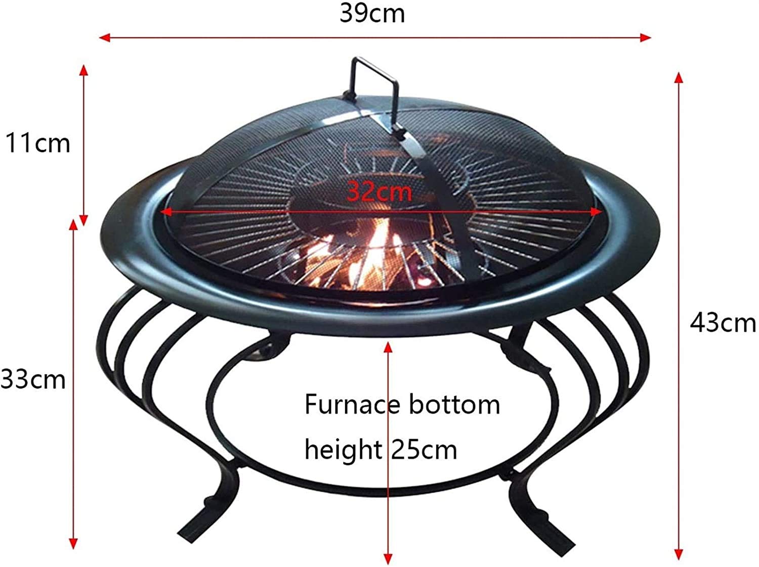 Feuerstellen im Freien, Holzbefeuerte Feuerstelle, Feuertische im Freien, Holzkohlegrill, natürliche Holzheizung, Feuerstelle, für Hinterhof, Camping, Picknick, Lagerfeuer mit Abdeckung, Gri