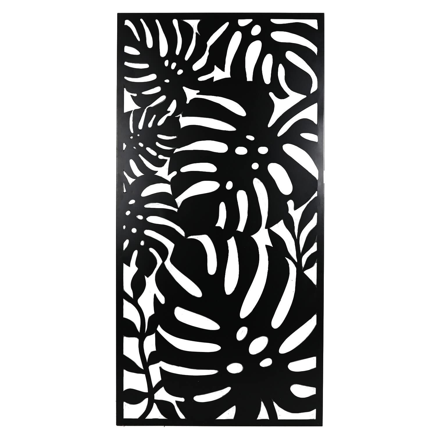 Deenz Indoor/Outdoor Ornate Metal Wall Screen Tropical Leaf Garden Extra Large 120Cm x 60Cm Wall art (Black)