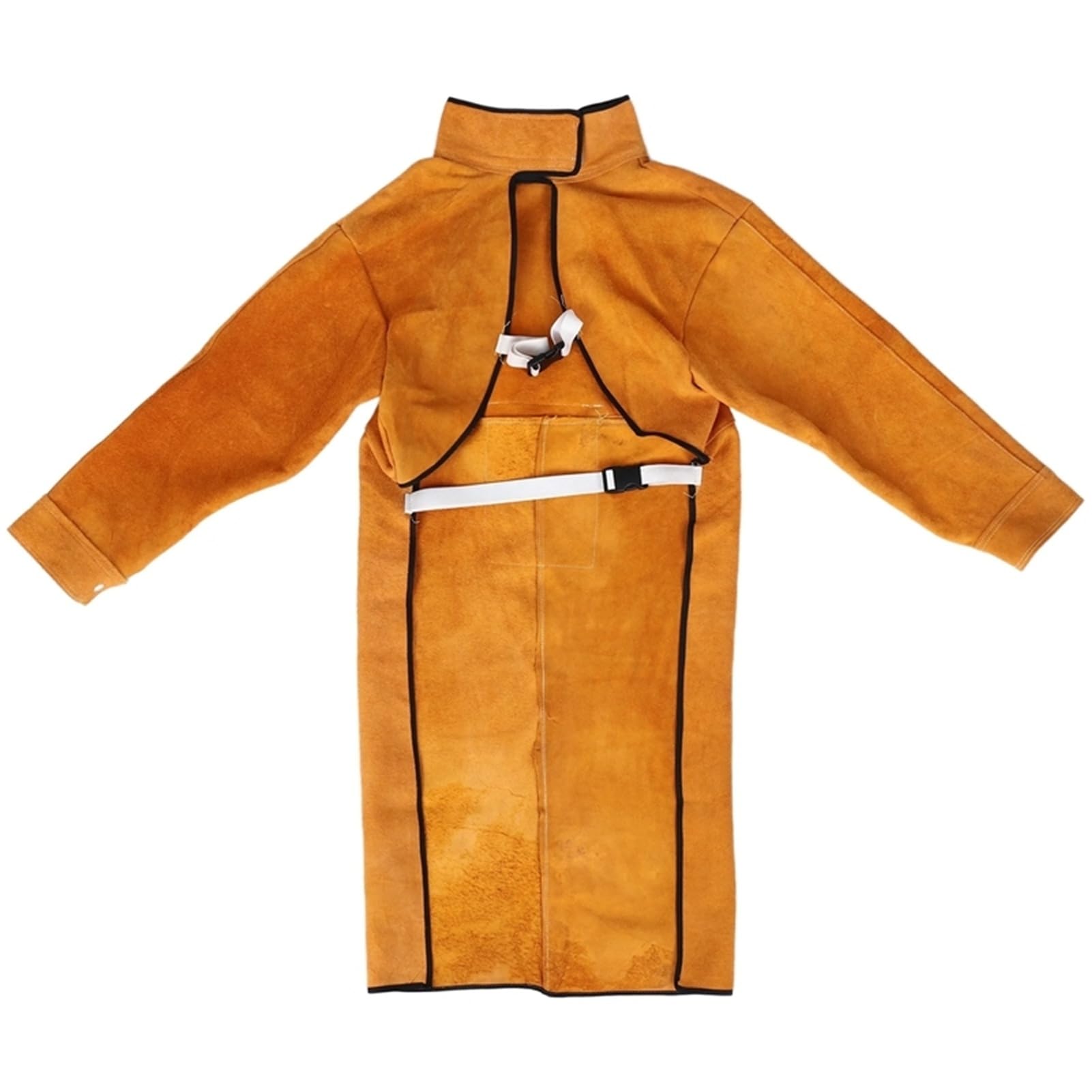 Tablier en cuir 1 pièce, tablier de soudage en cuir ignifuge, housse de protection en cuir de vache fendu à manches longues de 120cm
