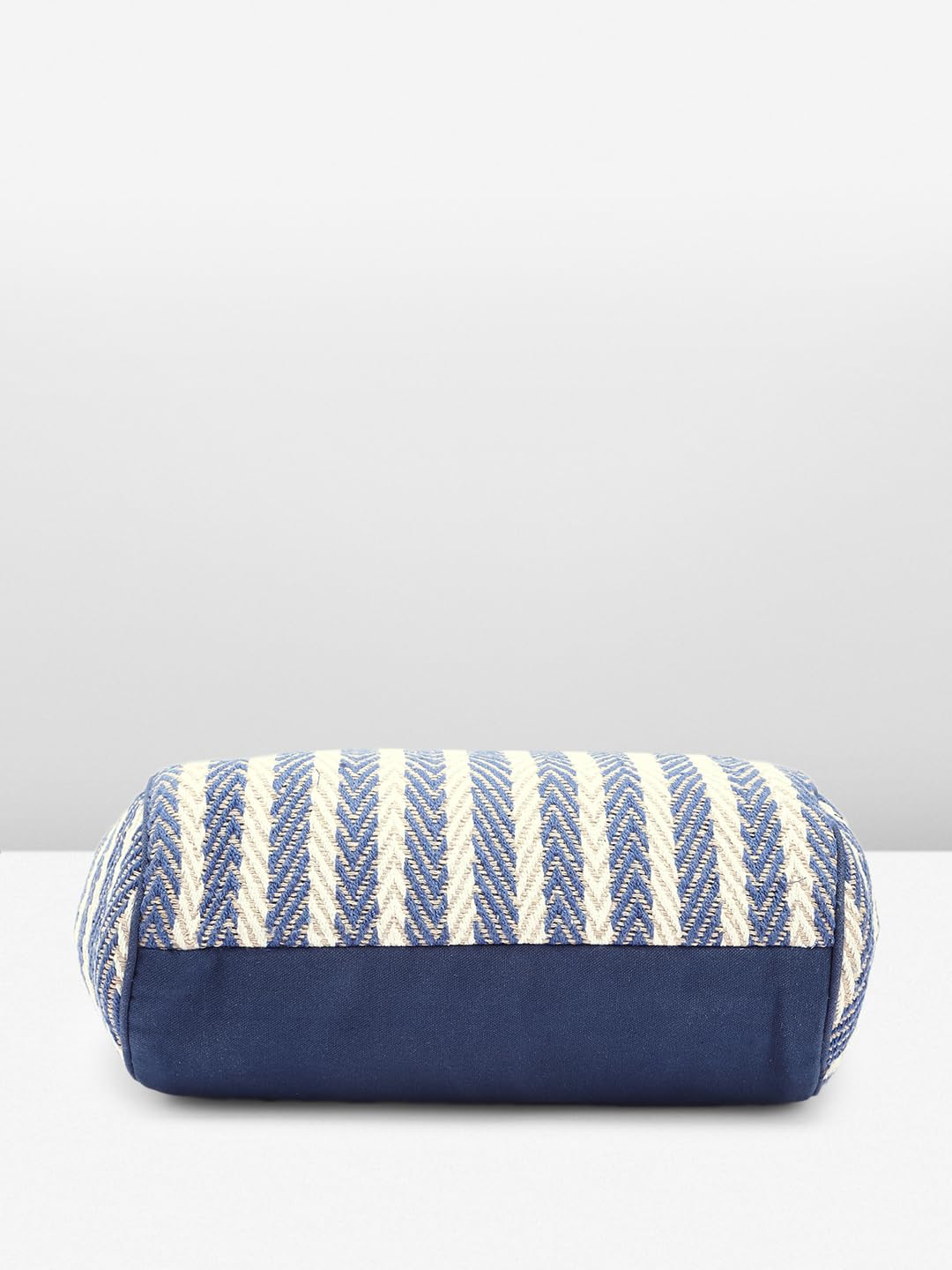 PRIMROSE Chevron Pattern Tote Bag with Tassels, Beige and Multi-Colour (Blue) 2
