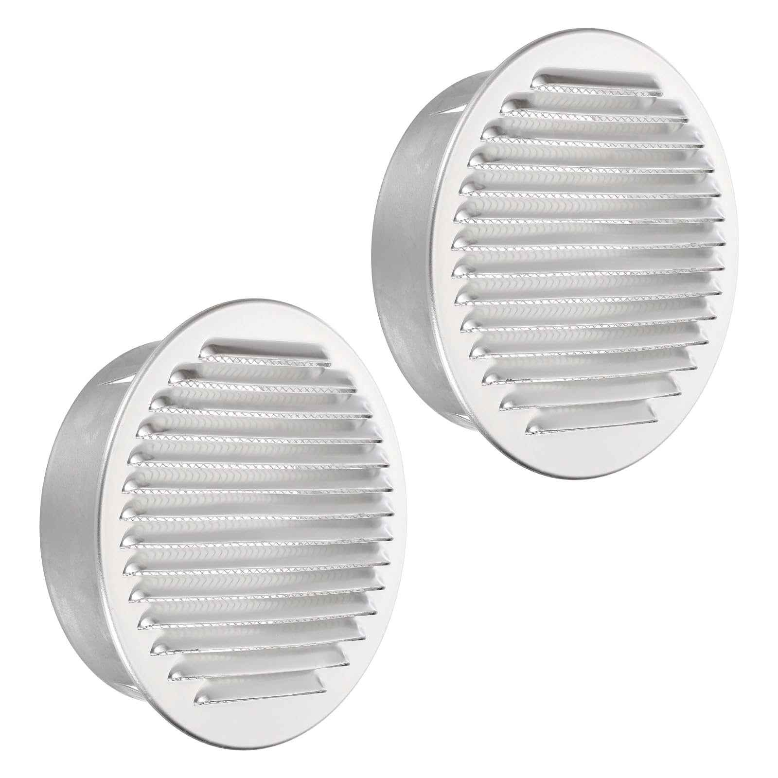 PATIKIL 6 Inch Aluminum Universal Louvered Vent Cover 2 Pcs Round Louver Grille Ducting Air Vent Cover Wire Screen Mesh Soffit Wall Outlet for Ceiling Floor HVAC Ventilation